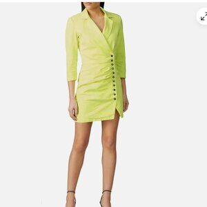 RETROFETE Willa Mini Dress Neon Yellow Stretch Denim